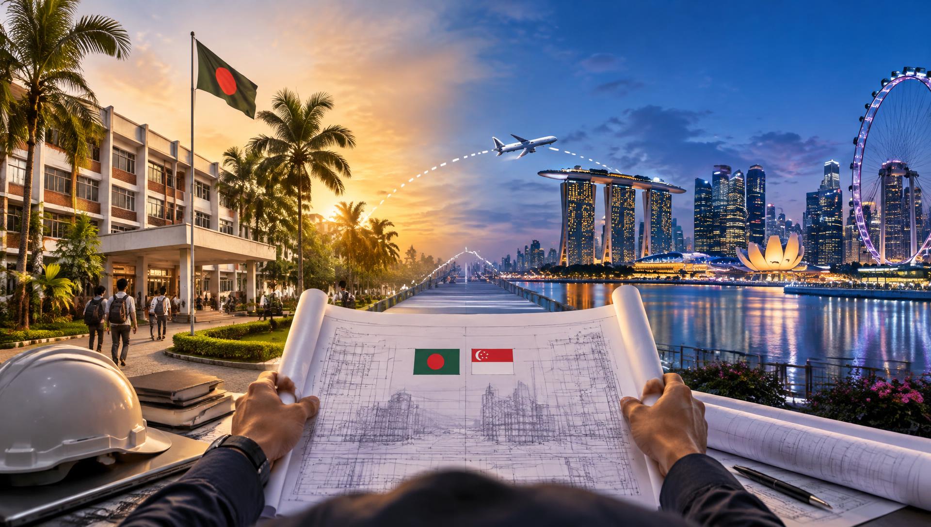 Bangladesh and Singapore combined — representing the connection between Bangladeshi diploma engineers and Singapore